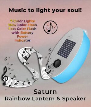 Saturn Inflatable Solar and USB Powered Color LED Wireless Speaker