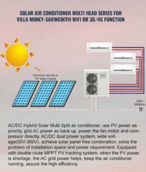 Solar Air Conditioner Multi Head Series For Villa Money-Saving with WIFI Or 3G/4G Function